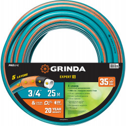 429007-3/4-25 GRINDA PROLine EXPERT 5 3/4'', 25 м, 30 атм, шланг поливочный, армированный, пятислойный