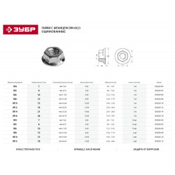 303636-05 Гайка DIN 6923 с фланцем, M5, 16 шт, кл. пр. 8, оцинкованная, ЗУБР