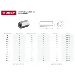 303756-06 Гайка DIN 6334 переходная, M6, 5 шт, оцинкованная, ЗУБР