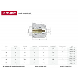 4-302072-12-052 Анкер с клином, 12х52мм, 30шт, желтопассивированный, ЗУБР