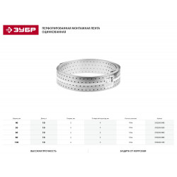 310245-040 Перфорированная монтажная лента, 40х2,00мм, 10м, ЗУБР Мастер