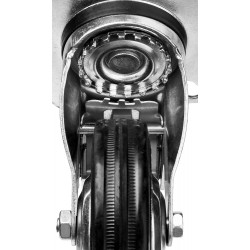 30936-100-B Колесо поворотное c тормозом d=100 мм, г/п 70 кг, резина/металл, игольчатый подшипник, ЗУБР