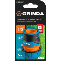 8-426427_z01 GRINDA PROLine TL-12, 1/2'', соединитель быстросъёмный для шланга, с запирающим механизмом, из ударопрочного пластика с TPR