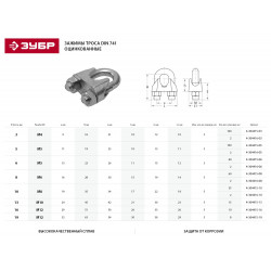 4-304415-10 Зажим троса DIN 741, оцинкованный, 10мм, 25 шт, ЗУБР Профессионал