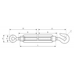 304356-05 Талреп DIN 1480, крюк-кольцо, оцинкованный, кованая натяжная муфта, М5, 1 шт, ЗУБР Профессионал