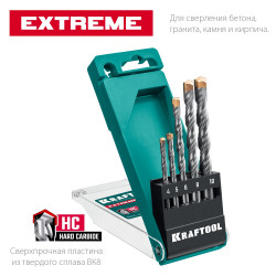 29166-H5 KRAFTOOL EXTREME 5 шт: 4-5-6-8-10 мм набор сверл по бетону, 3-х гранный хвостовик