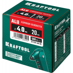 311701-40-20 Алюминиевые заклепки Alu (Al5052), 4.0 х 20 мм, 500 шт, Kraftool