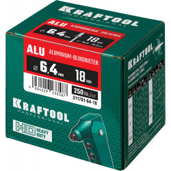 311701-64-18 Алюминиевые заклепки Alu (Al5052), 6.4 х 18 мм, 250 шт, Kraftool