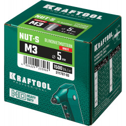 311707-03 Резьбовые заклепки Nut-S, М3, 1500 шт, стальные с насечками, Kraftool