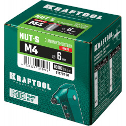 311707-04 Резьбовые заклепки Nut-S, М4, 1000 шт, стальные с насечками, Kraftool