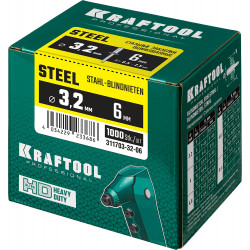 311703-32-06 Стальные заклепки Steel, 3.2 х 6 мм, 1000 шт, Kraftool