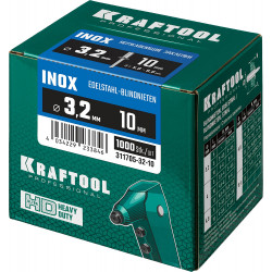 311705-32-10 Нержавеющие заклепки Inox, 3.2 х 10 мм, 1000 шт, Kraftool