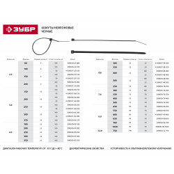 309030-90-450 Хомуты нейлоновые черные, 9 x 450 мм, 50 шт, ЗУБР