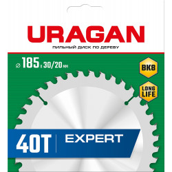 36802-185-30-40_z01 URAGAN Expert 185х30/20мм 40Т, диск пильный по дереву