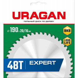 36802-190-20-48_z01 URAGAN Expert 190х20/16мм 48Т, диск пильный по дереву