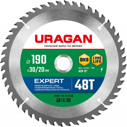 36802-190-30-48_z01 URAGAN Expert 190х30/20мм 48Т, диск пильный по дереву