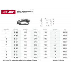 303856-08 Шайба DIN 127 пружинная, 8 мм, 30 шт, оцинкованная, ЗУБР