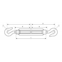 4-304365-06 Талреп DIN 1480, крюк-крюк, оцинкованный, кованая натяжная муфта, М6, 15 шт, ЗУБР Профессионал