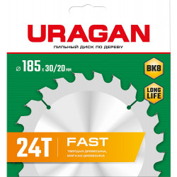 36800-185-30-24_z01 URAGAN Fast 185x30/20мм 24Т, диск пильный по дереву