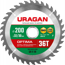 36801-200-32-36_z01 URAGAN Optima 200х32/30мм 36Т, диск пильный по дереву