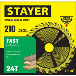 3680-210-32-24_z01 STAYER FAST 210 x 32/30мм 24Т, диск пильный по дереву, быстрый рез