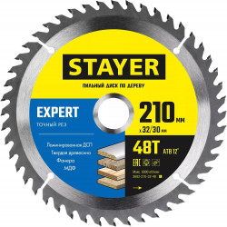 3682-210-32-48_z01 STAYER EXPERT 210 x 32/30мм 48Т, диск пильный по дереву, точный рез