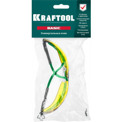 110318 Защитные жёлтые очки KRAFTOOL BASIC стекло-моноблок с покрытием устойчивым к истиранию и запотеванию, открытого типа