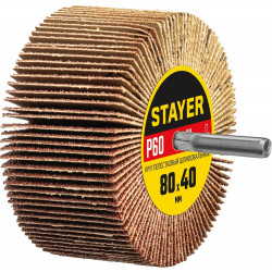 36609-060 Круг шлифовальный STAYER лепестковый, на шпильке, P60, 80х40 мм