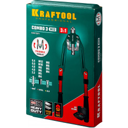 31182_z01 KRAFTOOL Combo3-M12 комбинированный заклепочник складной в кейсе