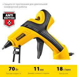 0681-20 STAYER PRO 11 пистолет термоклеевой электрический,  d 11 мм, 18 г/мин
