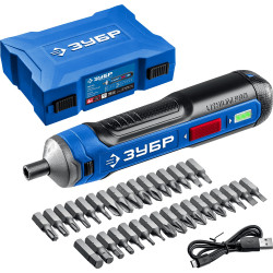 PSD-4S Аккумуляторная отвертка ЗУБР ZUBR GO 4 Vmax, кейс, 33 биты, Профессионал