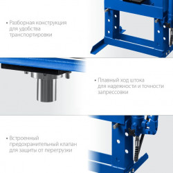 43072-10 ЗУБР ПГН-10 10т пресс гидравлический с гидронасосом и манометром, Профессионал