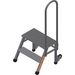ПА-2 (60-ПКМ) Подмости (подставки) алюминиевые с поручнем и колесами, наклон лестницы 60 грд. (H=0,5 м) (Алюминиевые конструкции)