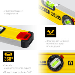 3480-040 STAYER PROFESSIONAL 400 мм уровень магнитный с двумя фрезерованными поверхностями