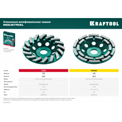 33369-125 Двухрядная алмазная чашка Kraftool Double d 125 мм, INDUSTRIAL