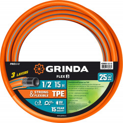 429008-1/2-15 Поливочный шланг GRINDA PROLine FLEX 3 1/2 15 м 25 атм из термоэластопласта трёхслойный армированный