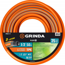 429008-1/2-50 Поливочный шланг GRINDA PROLine FLEX 3 1/2 50 м 25 атм из термоэластопласта трёхслойный армированный