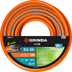 429008-3/4-50 Поливочный шланг GRINDA PROLine FLEX 3 3/4 50 м 20 атм из термоэластопласта трёхслойный армированный