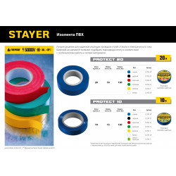 12292-B STAYER Protect-20 синяя изолента ПВХ, 20м х 19мм