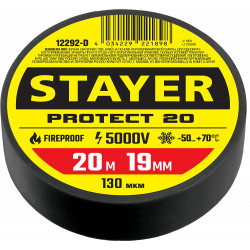 12292-D STAYER Protect-20 черная изолента ПВХ, 20м х 19мм