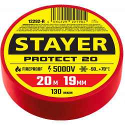 12292-R STAYER Protect-20 красная изолента ПВХ, 20м х 19мм
