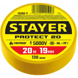 12292-Y STAYER Protect-20 желтая изолента ПВХ, 20м х 19мм