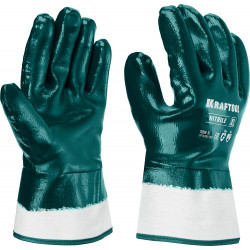 11288-XL Особопрочные перчатки KRAFTOOL HYKRAFT, нитриловое покрытие, максимальная защита от нефтепродуктов, износостойкие, XL(10)