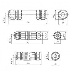 89664 Кабельный коннектор I-образный FFC-21/3Р-IP68 (Fortisflex)