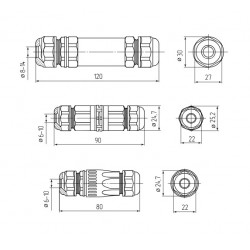 89666 Кабельный коннектор I-образный FFC-23/3Р-IP68 (Fortisflex)