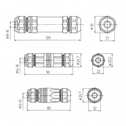 89667 Коннектор кабельный I-образный FFC-24/5Р-IP68 (Fortisflex)