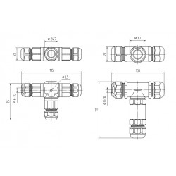 89669 Коннектор кабельный T-образный FFC-32/3Р-IP68 (Fortisflex)