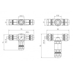 89670 Коннектор кабельный T-образный FFC-33/5Р-IP68 (Fortisflex)