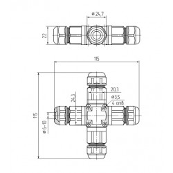 89686 Коннектор кабельный X-образный FFC-41/3Р-IP68 (Fortisflex)