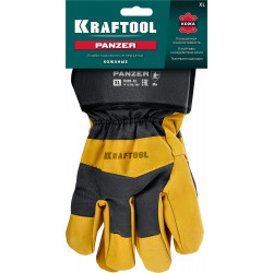 11320-XL Комбинированные кожаные перчатки KRAFTOOL PANZER XL, от мех. воздействий